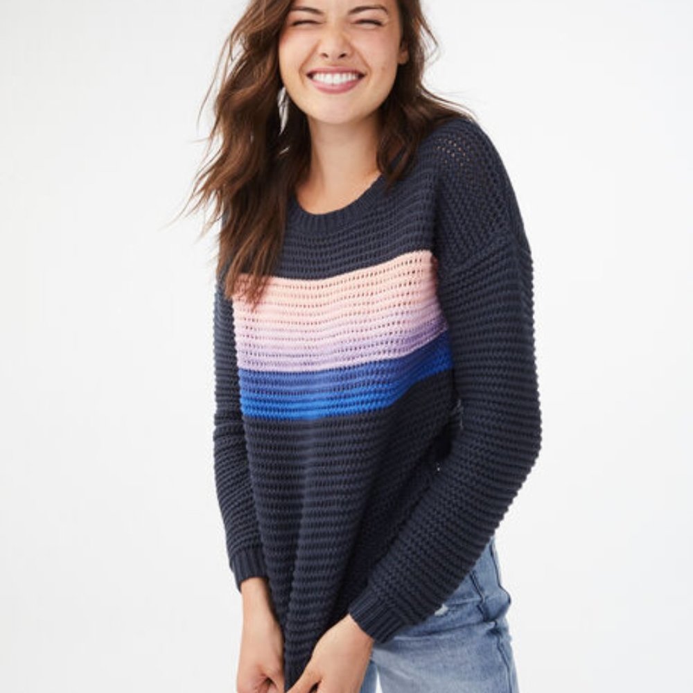 Striped Knit Crew Sweater - Aeropostale